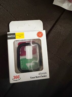 45mm Black Apple Watch Case Protector - Tempered Glass Cover